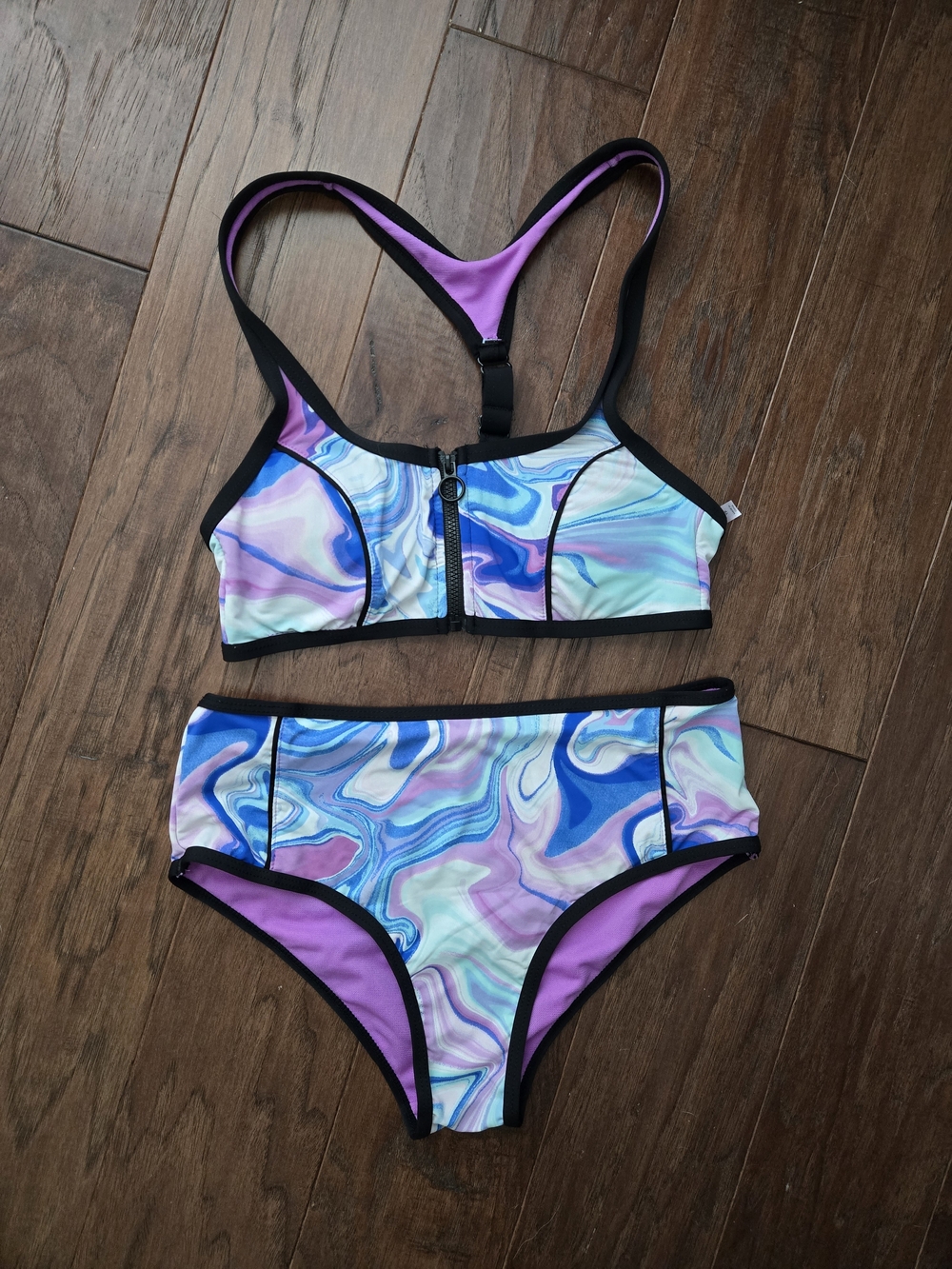 Ardene Purple & Black Swim Top